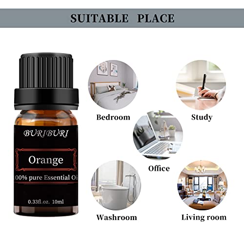 Buriburi Orange Essential Oil For Diffuser, Organic Orange Oil 10Ml For Skin, 100% Pure, Undiluted, Natural Aromatherapy Sweet Orange Essential Oils #TOP6