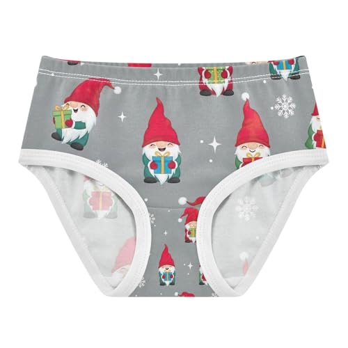 Kids Underwear Girls, Cute Gnomes Red Hats Grey Toddler Girl Briefs, Cotton Underwear Girls, 2T–8 Years