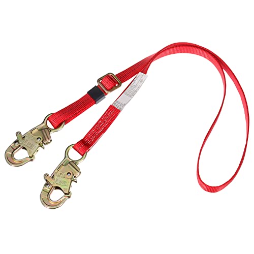 Image of 3M Protecta PRO 1385301 Adjustable 1 inch Web Restraint Lanyard, 6', Red, 2 Snap Hooks, 310 lb. Capacity