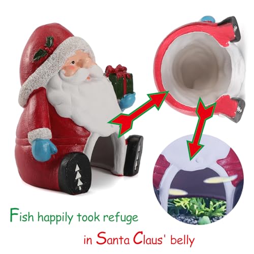 Image of Christmas Aquarium Decorations- Santa Claus Micro Landscape Ornaments for Betta Hiding in 5-30 Gallon Fish Tank