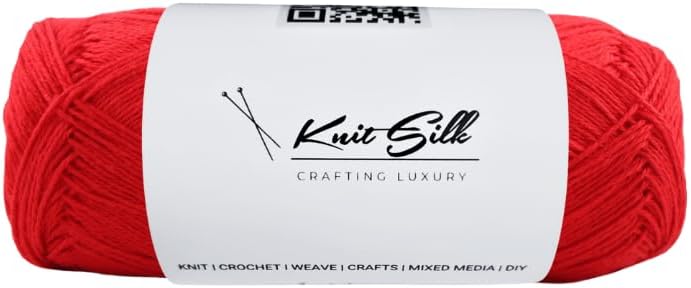 Knitsilk CottonMuse – 100% Gassed Mercerized Cotton Yarn, 4 x 75g (382 Yards), Soft, Matte Finish, Premium Crochet Thread for Apparel & DIY Crafts|Red| PACK4|