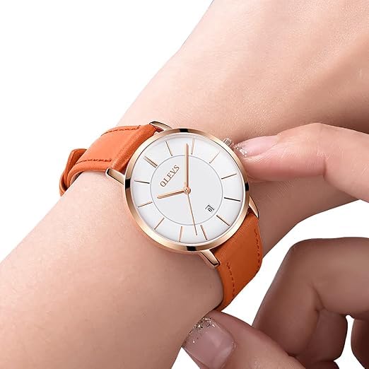 Image of OLEVS Womens Watch Minimalist Simple Slim Thin Original Analog Quartz Dress Wrist Watches Stainless Steel Mesh or Leather Strap Waterproof Watches for Ladies