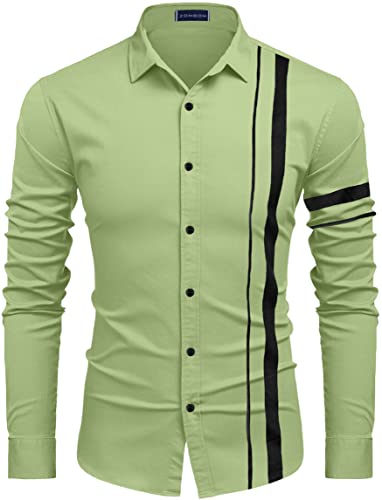 Image of Zombom Men Cotton Polyester Blend Regular Fit Striped Full Sleeve Casual Shirt