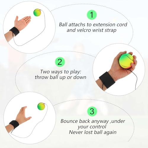 DSLSQD 4 Stück Handgelenk-Rückprallball, 5,1 cm, Gummi-Armband, inklusive Basketball, Baseball und Fußball, für Teenager und Erwachsene, Handgelenkübungen