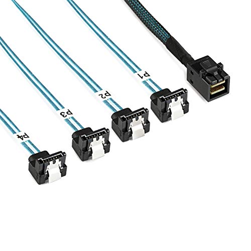 YIWENTEC Mini SAS interno HD (host SFF-8643) a 90 gradi 4 SATA (Target) Hard Disk Cable (8643 SATA 90 gradi 0,5 M)
