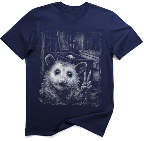 T-shirt Opossum Paix Drôle en coton style grunge de rue décontracté