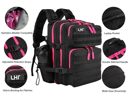 Image of LHI Tactical Military Backpack for Men and Women 25L /35L Army Assault Pack Bag Small Rucksack with Bottle Holder