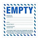 EMPTY Drum - Industrial Labels, 6 x 6 inches, Paper, Pack of 100