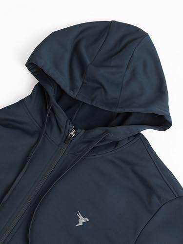Image of TECHNOSPORT Mens Fleece Slim Fit Solid Regular Fit Hooded Jacket with Techno Warm+, Fast Dry for Winter Use