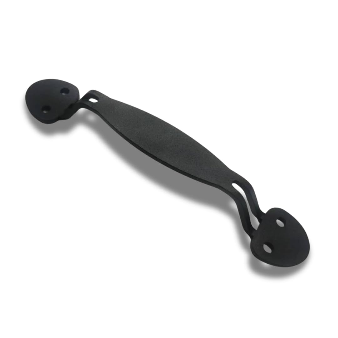 9" Oval Tapered Cast Iron Barn Door Handle, Black Gate Pull