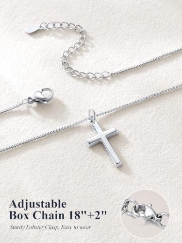 Image of U7 Cross Necklace for Women,Silver /14K Gold Plated Cross Necklace with 18-20 inch Box Chain,Tiny /Medium /Large Cross Pendant Necklace Religious Necklaces Christian Jewelry Gift for Her