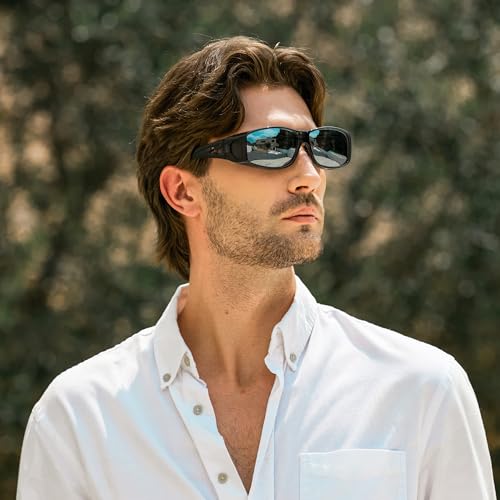 Image of URUMQI Polarized Sunglasses Fit Over Glasses for Men Women, Wraparound Sun Glasses UV400 Protection for Driving Fishing