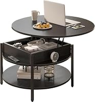 Mossora 68cm Black Round Lift Top Coffee Table with Hidden Storage