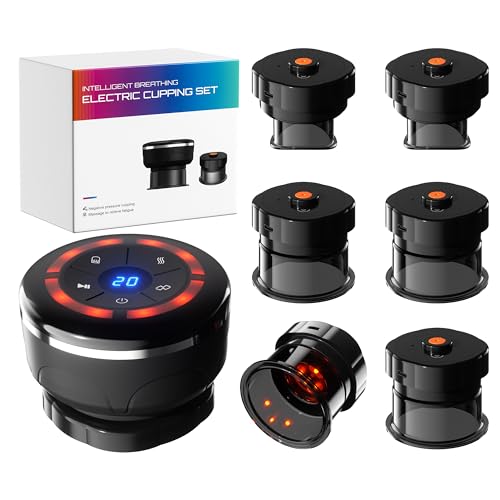 UBALANCE Smart Cupping Therapy Set - Cellulite Massager with 6 Massage Cups, Portable Electric Device for Enhanced Blood Circulation, Reduced Cellulite, and Muscle Soreness Relief(Black)