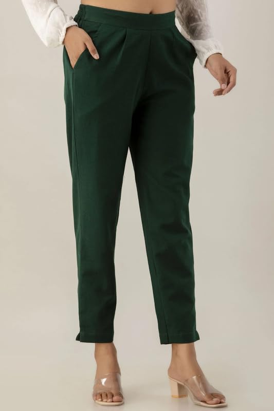 Image of Regular Fit Cotton Woman Trousers Pants Kurti Pant Casual Daily Formal Office Use