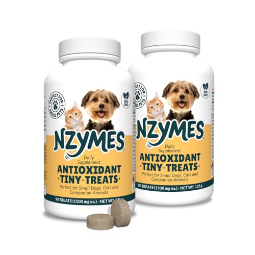 Nzymes® Antioxidant Tiny Treats - for Dogs Joints, HIPS, Paralysis, Skin, Coat, Hair Loss, Aging, Digestion, Seizures - Dog Treats for Small Dogs - 180 Treats - Made in The USA