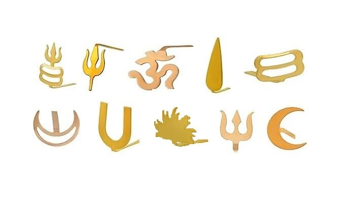 morir Pack of 10 Golden Spiritual Charm Forehead Tilak/Teeka Puja Tool Hindu Deity Ornaments For Men Women Teen Girls Kids (Small Size)