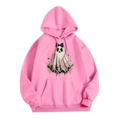 Halloween Hoodies for Women 2025 Fall Fashion Long Sleeve Cute Ghost Graphic Lightweight Hoodie with Pockets