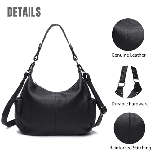Image of Genuine Leather Purses for Women Hobo Crossbody Bags Casual Work Shoulder Bag with Adjustable Strap