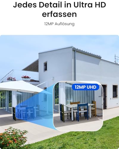 Reolink 12MP PoE Überwachungskamera Set Aussen, 8-Kanal NVR mit 2TB HDD für 24/7 Aufzeichnung und 4X Dome IP Kameras mit Personen-/Fahrzeugerkennung, 2-Wege-Audio, Spotlights, RLK8-1200D4-A