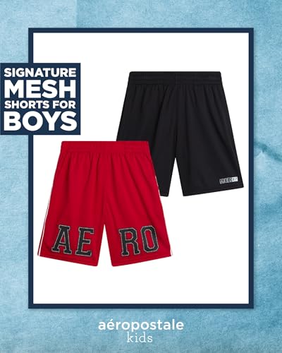 AEROPOSTALE Boys Athletic Shorts - 2 Pack Pull On Mesh Performance Running Basketball Gym Shorts for Boys (Sizes: 8-16)2
