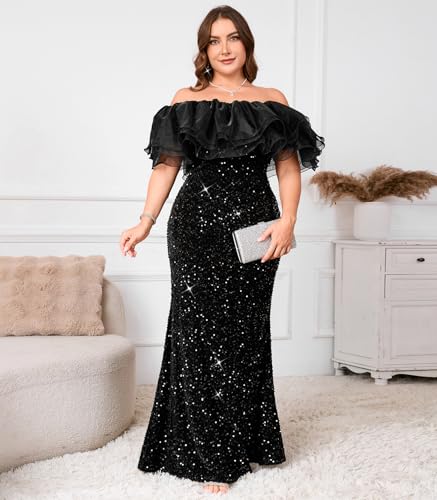 Sexy Elegant Off The Shoulder Sequin Formal Party Cocktail Bodycon Maxi Dress3