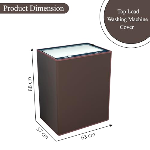 Image of Kuber Industries PVC Fully Automatic Top Load Washing Machine Cover (7 kg, 7.5 kg, 8 kg & 8.5 Kg) Waterproof and Dustproof Washing Machine Top Cover | Plain - Brown
