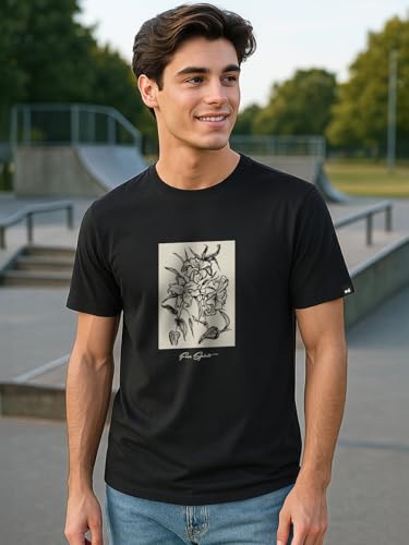 Image of Bewakoof Men's Graphic Print Regular Fit Half Sleeve Round Neck Pure Cotton T-Shirt