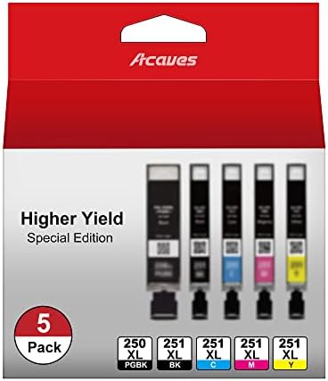 MX922 Ink Cartridges PGI-250XL CLI-251XL Replacement for Canon Ink 250 and 251 Cartridges Compatible with PIXMA IX6820 MX920 IP8720 MG5520 MG5420 MG7520 MG7120 MG6320 IP7220 Printer, 5 Pack