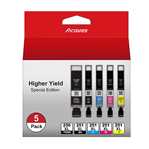 Mx922 Ink Cartridges Pgi-250Xl Cli-251Xl Replacement For Canon Ink 250 And 251 Cartridges Compatible With Pixma Ix6820 Mx920 Ip8720 Mg5520 Mg5420 Mg7520 Mg7120 Mg6320 Ip7220 Printer, 5 Pack #TOP25