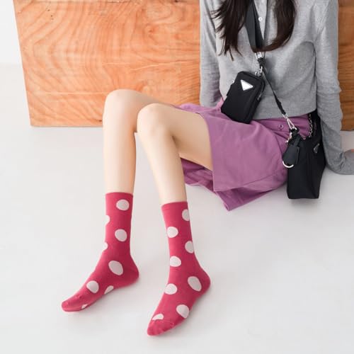 Image of DZALS Women Crew Socks Cotton Colored Boot Socks for Women Girls Ladies 6 Pairs, Size 5-9