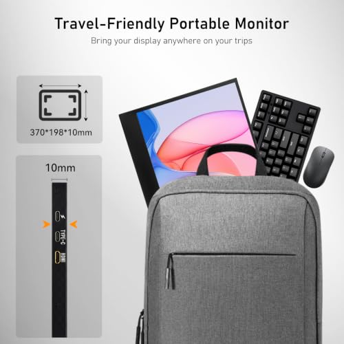 Image of 13.3 Inch 4K Portable Monitor, 3840x2160 UHD External Laptop Screen, 100% Adobe RGB, 400 Nits Brightness, USB-C HDMI Travel Monitor for PC, Mac, Phone, Switch, PS5, Xbox, with Smart Cover