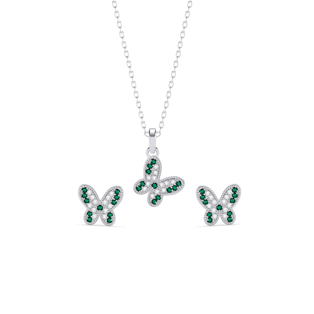 Clara 925 Sterling Silver Verde Butterfly Pendant Earrings Chain Necklace Jewellery Set | Platinum Plated, Swiss Zirconia | Gift for Women and Girls (B0D9CXLJ6V) Amazon Price History, Amazon Price Tracker