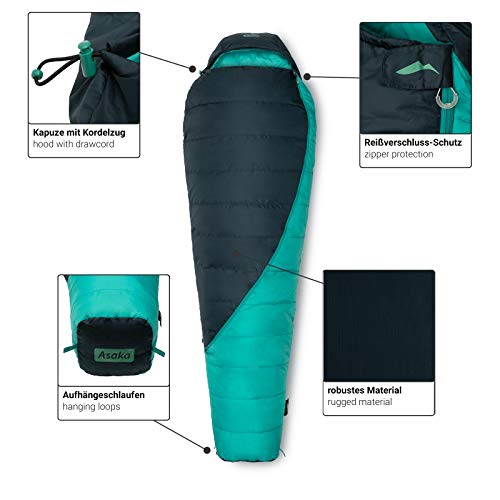 Daunenschlafsack Qeedo Asaka 3 Saisons in Größen M und L