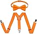 UDRES Unisex Kid Boys Girls Adjustable Bow tie & Suspender Sets (One Size, Orange)