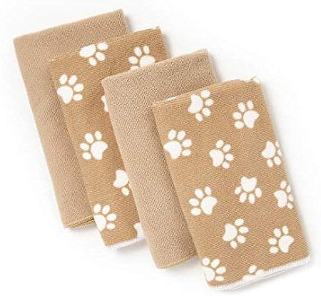 Great Gatherings Tan and White Puppy Paws Microfiber Kitchen Towels (4 pack)