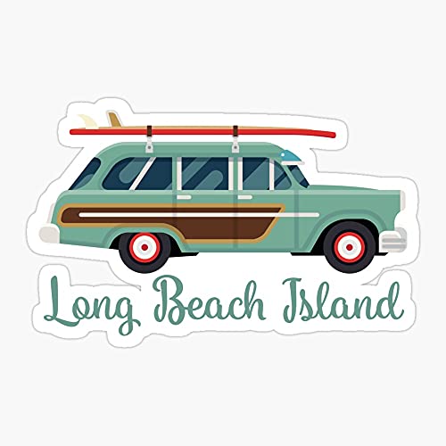 Generic LBI Travel Long Beaches Nj Shore Island Vacation New Beach PCS Cute Vsco Vinyl Aesthetic Waterproof Stickers Laptop Hydroflask Skateboard Computer, White