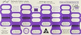 48 Pcs Stick’nGo Violet Self-Adhesive Waterproof & Tear Resistant Blank Cable Labels | Tough Flexible Cord & Wire Identification Tags for Home Theater, Internet & Computer Networks | Made in Australia
