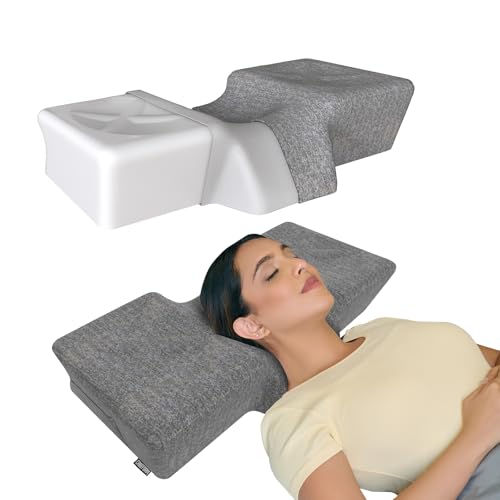 Image of CareFoam Anatomic Memory Foam Pillow | Ergonomic Contour Design | Cervical Neck Support for Sleeping | Comfort | Orthopedic Pillow with 2-Year Warranty | Standard Size | Black Melange Washable Cover