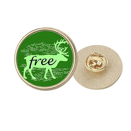 Broche cerf noir en métal doré rond naturel taille M pour femme