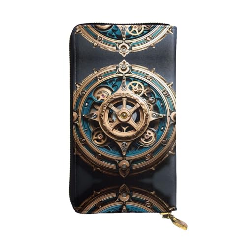 Porte-cartes de crédit en cuir steampunk long format pour voyage et cartes