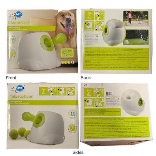 BOT Automatischer Ballwerfer für Hunde, inkl. 3Stk Hundebälle. Interaktives Hundespielzeug für Zuhause und Draußen (Ifetch Maxi 6.4cm)