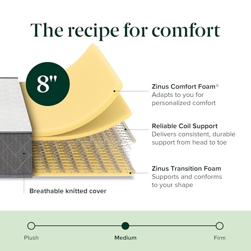 Image of Zinus Queen Size Mattress - 8 in Foam Hybrid Mattress and Springs Affordable Price, CertiPUR-US Certified Foam with Pressure Relief, Mattress in a Box, Queen