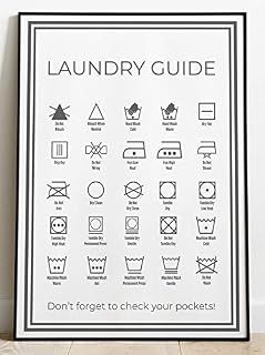 OCMM Complete Laundry Symbols A3 Wall Poster Sign Utility Room Washing Fabric Care Guide Instructions
