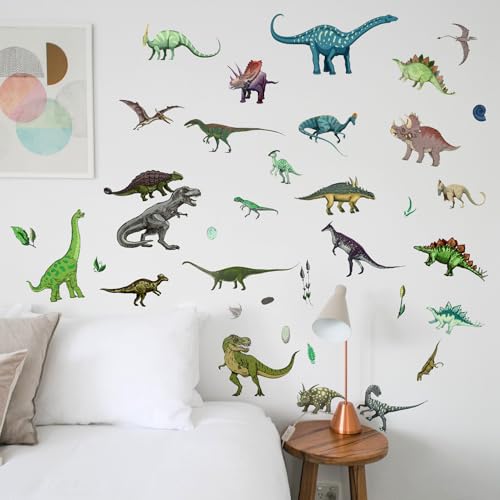 4 láminas de vinilos de dinosaurios que brillan en la oscuridad miniatura 3