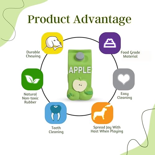 Image of Foodie Puppies Natural Latex Squeaky Play Drink Chew Toy - (Apple Juice Toy) for Small to Medium Dogs | Durable, Interactive, Fetch & Chew Safe Play Toy | Reduce Separation Anxiety