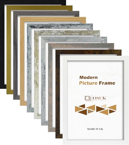 OSUK Modern Frames Grey 20x16 Picture Frame – 16x20 Inch Photo Frame In Multiple Colour & Sizes With Safe Perspex Front & Wall Mounting Hooks – 20”x16” (50.8 x 40.6cm) Poster Frames