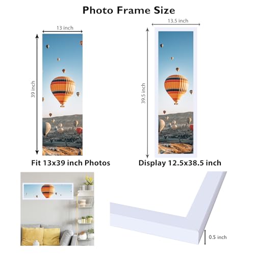 Image of JCJMY 13x39 Picture Frame White for Puzzles Poster Photo Picture, Horizontal and Vertical Formats for Wall Hanging, 13 x 39 Wall Gallery Poster Photo Puzzles Frame for 13 by 39 Photos Posters, White