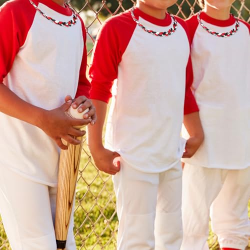 ClassyWhimsy 12 Pack Baseball Necklace 18inch Three Braided Tornado Rope Design Baseball Necklace for Sports Funs Team Gift Party Favors Sports Parties Decorations(Red Black White) by ClassyWhimsy - Used condition - Image 4