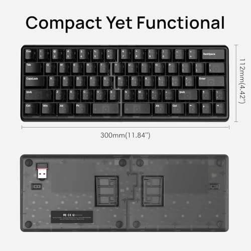 Image of Lite Wireless Split Keyboard Mechanical - Linear Switches, RGB, Foam, Hot Swappable, Compact 60% Layout, PBT Keycaps Programmable for Mac & Windows Black